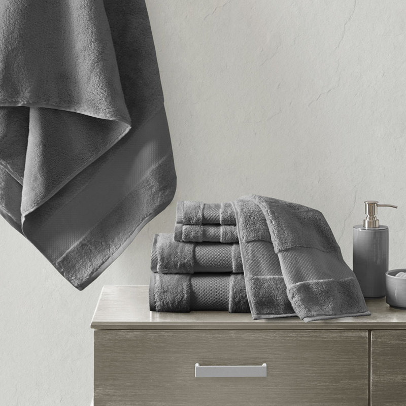 Cotton 6 Piece Bath Towel Set, Charcoal