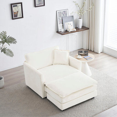 Fauteuil d'appoint moderne avec repose-pieds, fauteuil club en chenille, fauteuil de lecture pour chambre à coucher