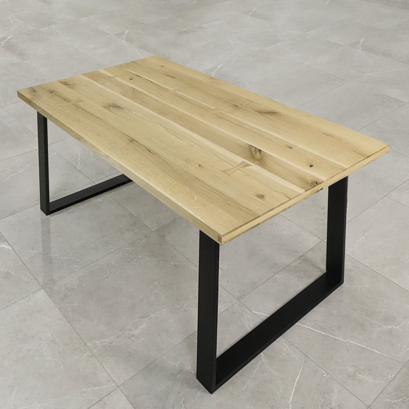 Herschel Oak Solid Wood Top Metal Base Dining Table, H75 x L180 x W80cm, Oak