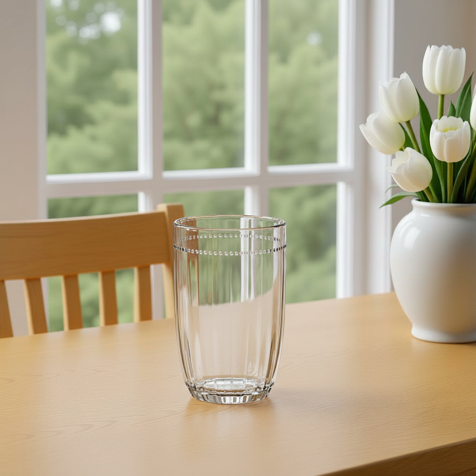 Everyday White Ribbed Highball Glass