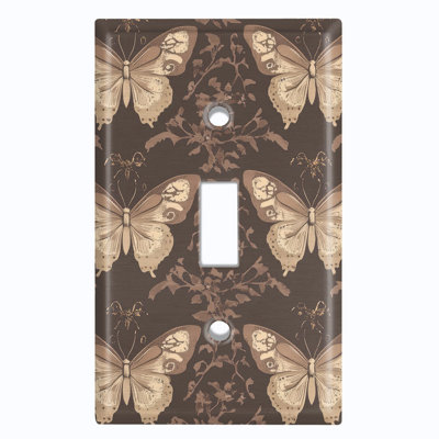 Couvercle de plaque d'interrupteur en métal; Bascule à 2 bandes US standard - motif papillon rétro