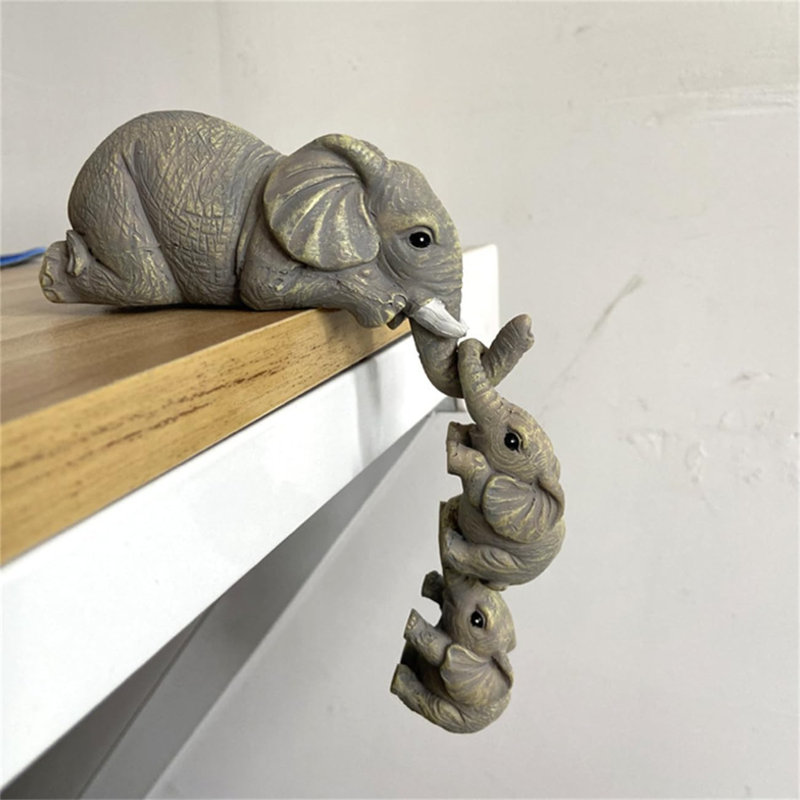 3pcs/set Adorable Elephant Hanging Decor - Resin Crafts for Home and Room Decor