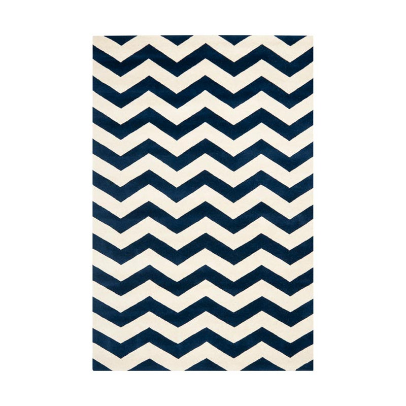 Chatham Hand Tufted Wool Chevron Rug, Round 9'