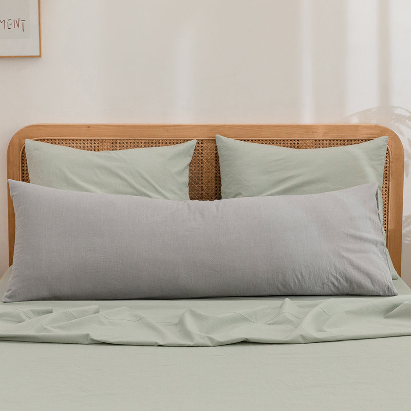 Housse de coussin 100% coton délavé Bestouch, De corps (20 po x 54 po), Gris clair