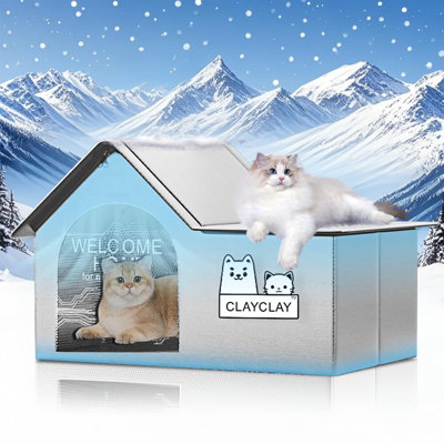  Maison pour chat robuste et chauffée avec coussin chauffant, grand