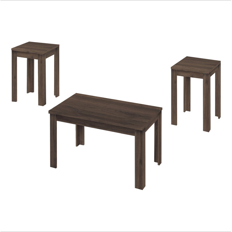Ensemble de table, ensemble de 3 pièces, café, bout, côté, décor, salon, Noyer
