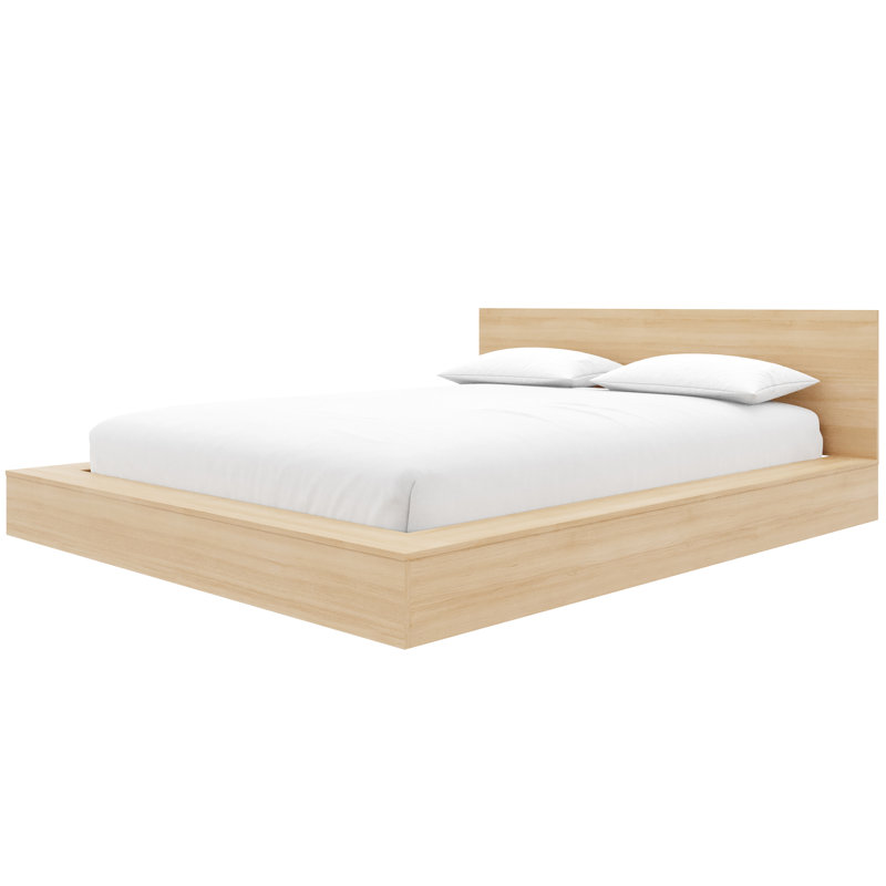 Ensemble de lit plateforme bas Makoa, Beige, Grand lit