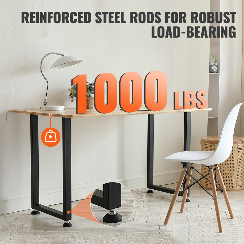 28 Inch Black Adjustable Steel Office Table Legs Set of 2