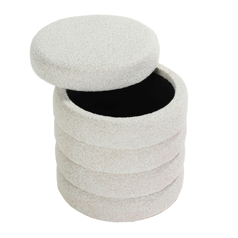 Repose-pieds cylindrique avec rangement, gris clair