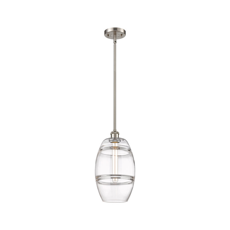 Luminaire suspendu à 1 tige Ballston Bettylou-516-G557, H 9,88 po x l 8 po x P 8 po, Transparent, Nickel satiné brossé