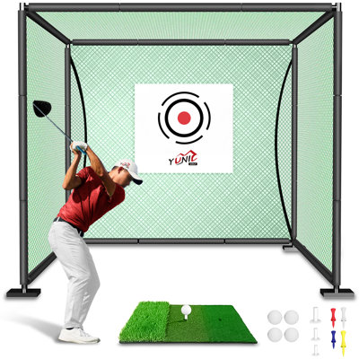 Cage de conduite de golf de qualité supérieure YUNIC avec structure en métal, toile de cible et tapis de frappe
