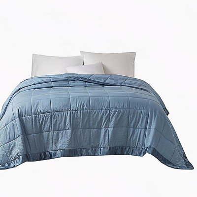 Surdimensionnée en duvet synthétique avec garniture en satin bleu ardoise double / grand