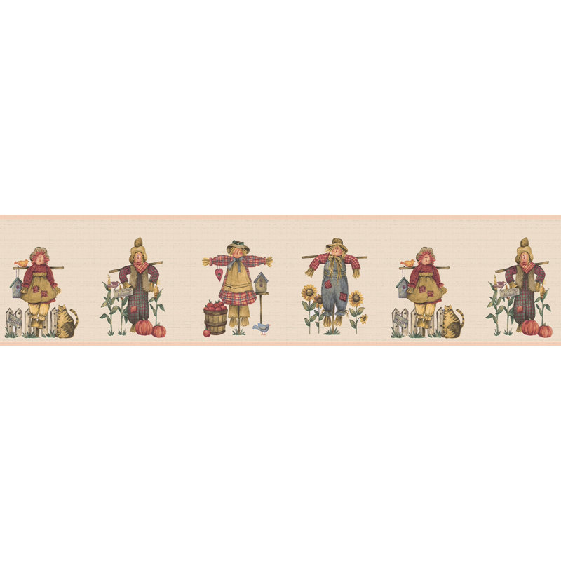 Red Yellow Scarecrow Peel And Stick 15' L X 7'' W Wallpaper Border
