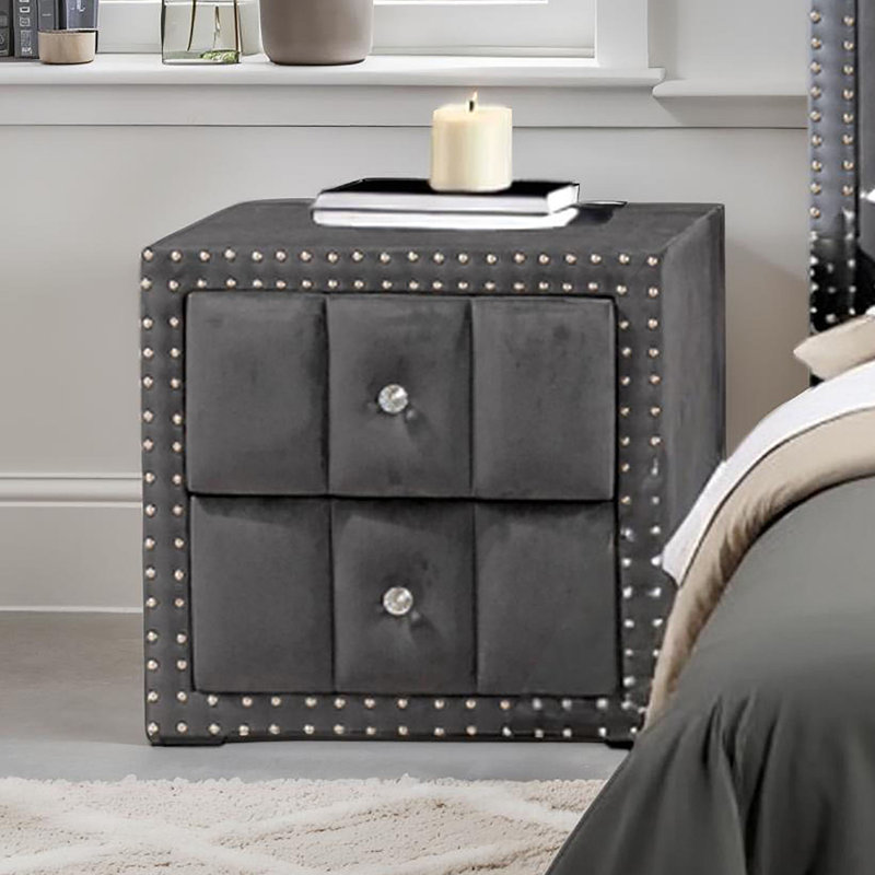 Table de chevet 1pc, Gris foncé