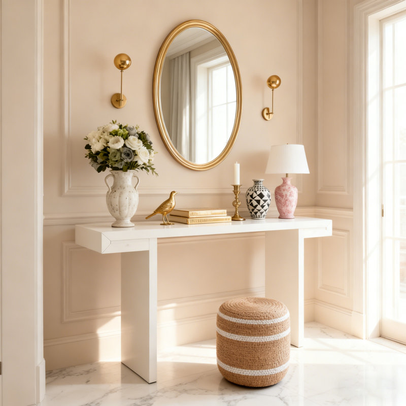 Console avec pieds réglables, Blanc