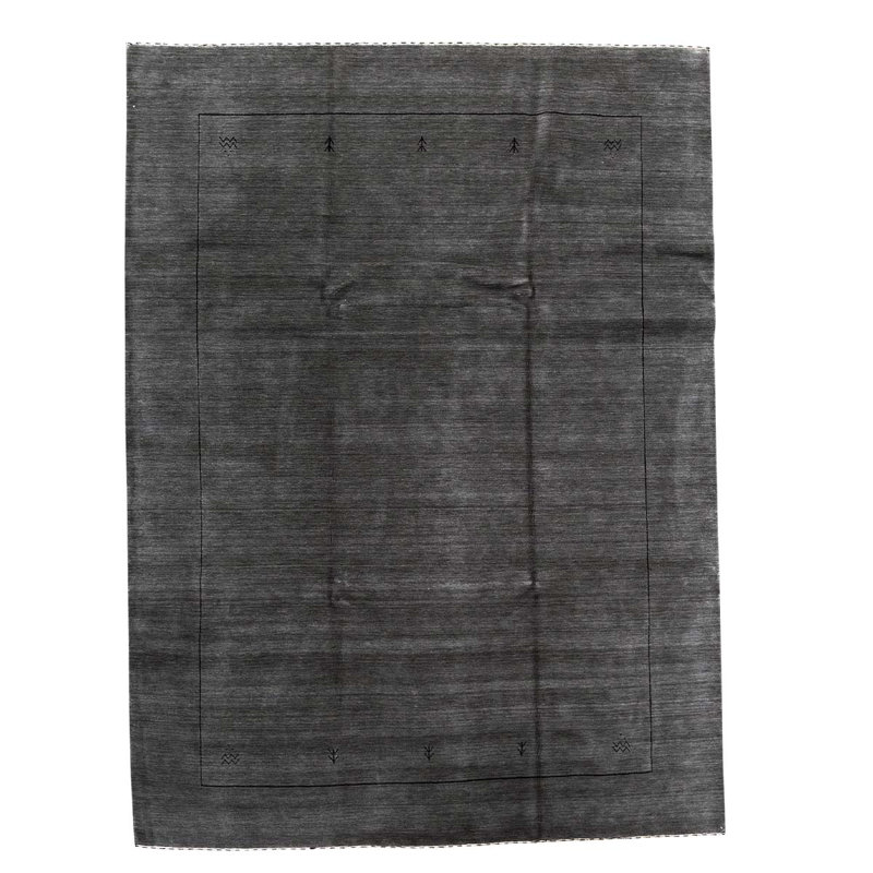 Tapis gris / noir en laine noué à la main 8 pi 9 po x 11 pi 9 po