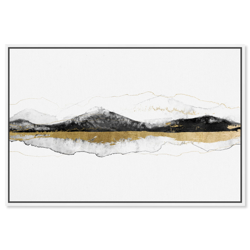 " Abstract Behind These Mountains, Modern & Contemporary White ", 20" H x 30" W x 1.5" D, White Framed