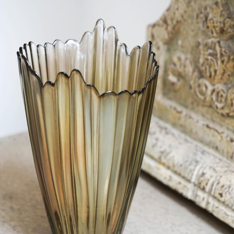 Handmade Glass Table Vase, 25cm H x 14.5cm W x 14.5cm D