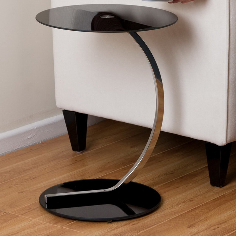 Alexandrina Glass Top Abstract End Table, Black