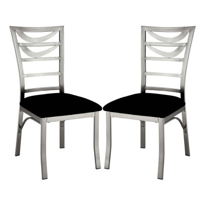 Set Of 2 Microfiber And Metal Side Chairs