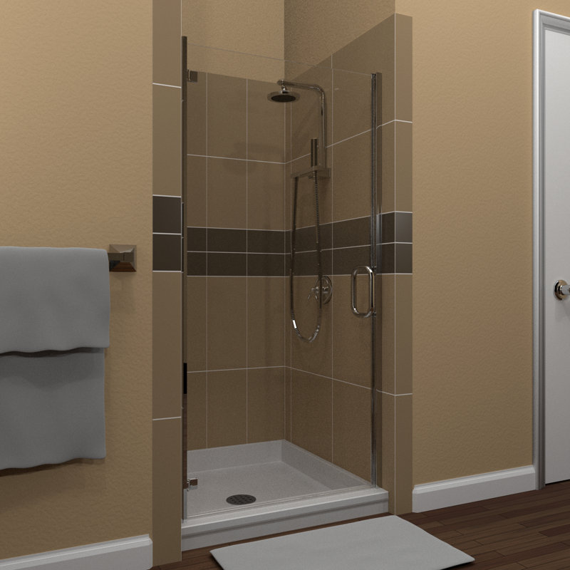 MP Swinging 26" W x 73" H Semi-Frameless Shower Door, Polished Chrome