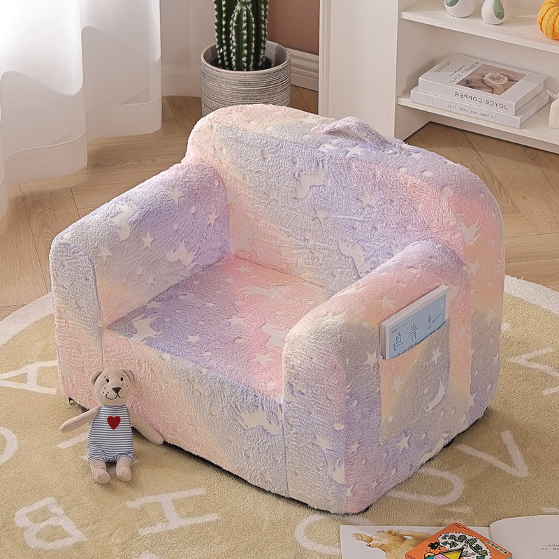 Kids Sofa Toddler Chair, Children Couch With Side Pockets, Twill Pegasus
