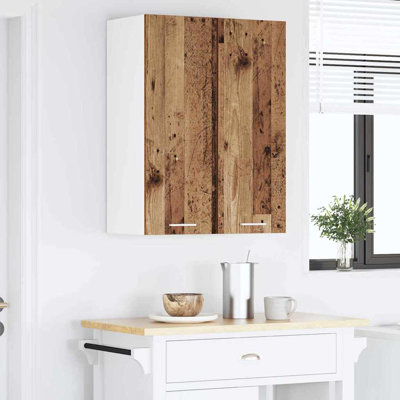 Vidaxl Hanging Cabinet Riga 2 Pcs Smoked Oak And White 30 X 31 X 80 Cm