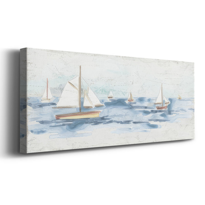 Bateaux sur l'eau I, reproduction sur toile, H 12 po x l 30 po x P 1,5 po