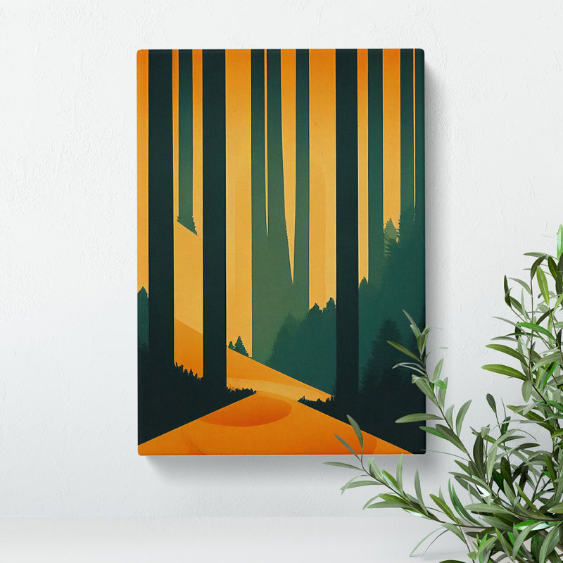 Block Print Forest Abstract No.2 - No Frame Print on Canvas, 50cm H x 35cm W x 3cm D