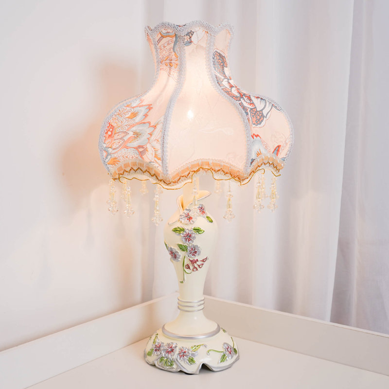 Jerek Resin Table Lamp with Fabric Shade for Bedroom