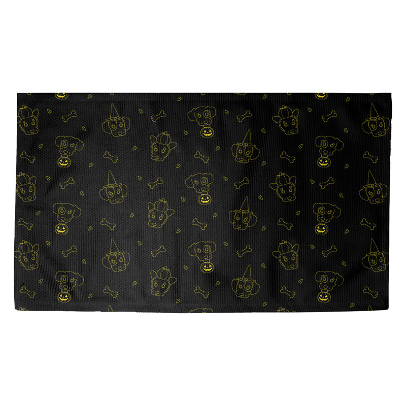 Tapis noir/jaune fait main, Rectangle 2 pi x 3 pi