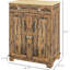 Buffet rustique brun avec comptoir et rangement en bois massif. 2 tiroirs, portes, tablette réglable. Pour la cuisine, le salon. Armoire de rangement moderne l 26,75 po x P 15,75 po. H 33,5 po. Portes.