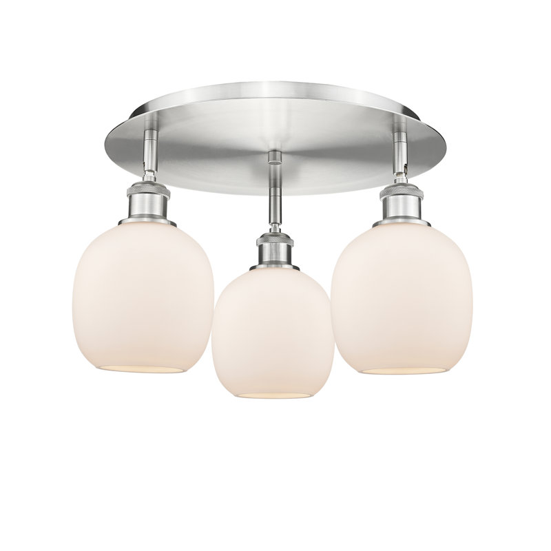 Plafonnier semi-encastré en verre Alve, Blanc mat, Nickel satiné