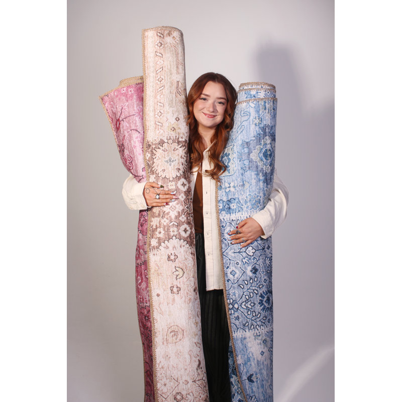 Tapis intérieur patchwork en polyester tissé à la machine, Bleu, 6 pi 7 po x 9 pi 4 po