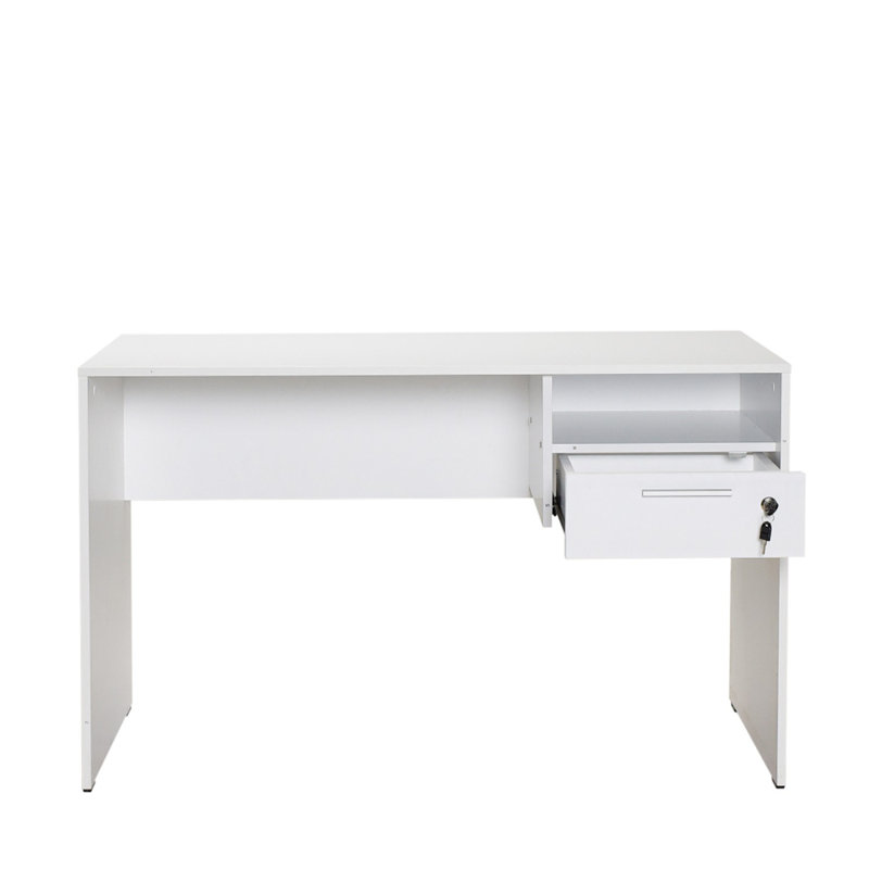 Bureau d'étude blanc moderne, 47,2 po x 29,5 po x 23,6 po | 100% panneau de particules enduit de mélamine, épaisseur: 0,6 pouce | Comprend une option de fixation murale et un tiroir de casier (15,0 x 5,5 x 23,6 pouces) | Conception élégante pour le bureau à domicile et les espaces d'étude