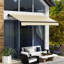Auvent de balcon rétractable 12 pi x 10 pi, parasol de patio avec manivelle manuelle, tissu 280 g / m², structure en aluminium massif, auvent beige pour terrasse et cour de 10 pi, abri de soleil