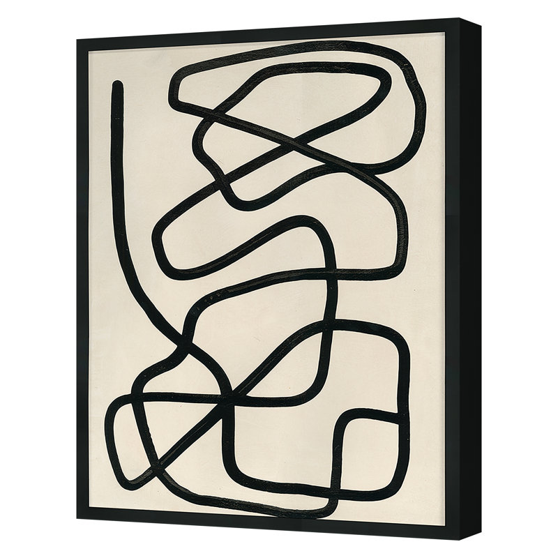 Smooth Moves 2 par Kyle Goderwis - Peinture sur papier d'un seul cadre, Noir, H 30 po x l 22 po x P 2,13 po