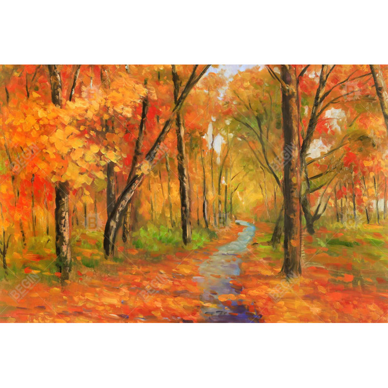 Sentier d'automne dans la forêt, H 36 po x l 24 po