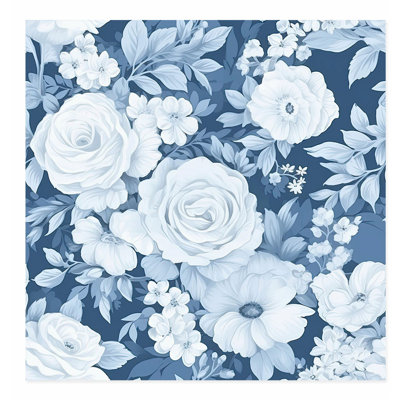 «Floral Winter Blue Flowers IV», reproduction d'art non encadrée