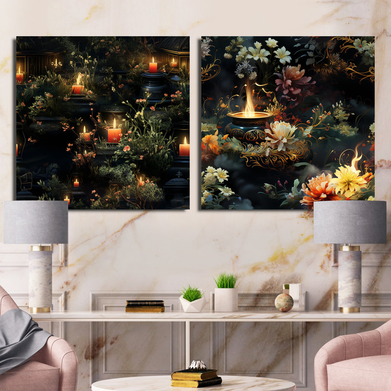 Dinwiddie - Ensemble de 2 collages abstraits carrés, H 16 po x l 33 po, Toile tendue