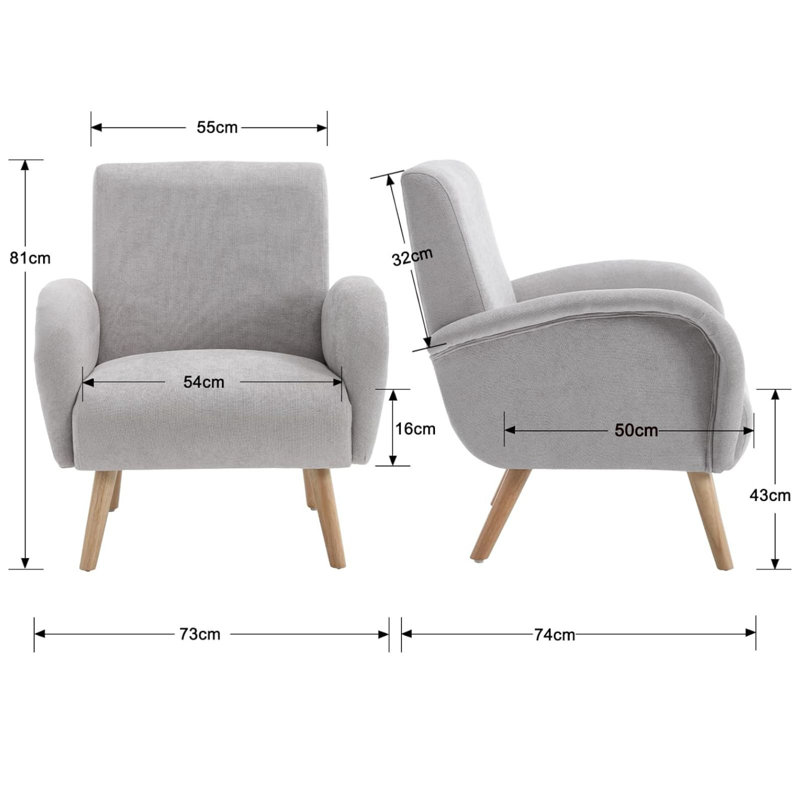 Rew Upholstered Armchair, in Grey