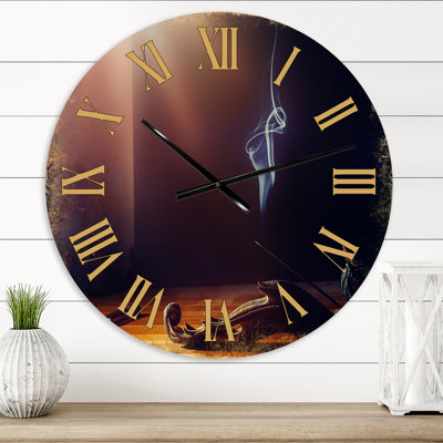 Vieille photo encens fumée et soleil - Horloge murale traditionnelle