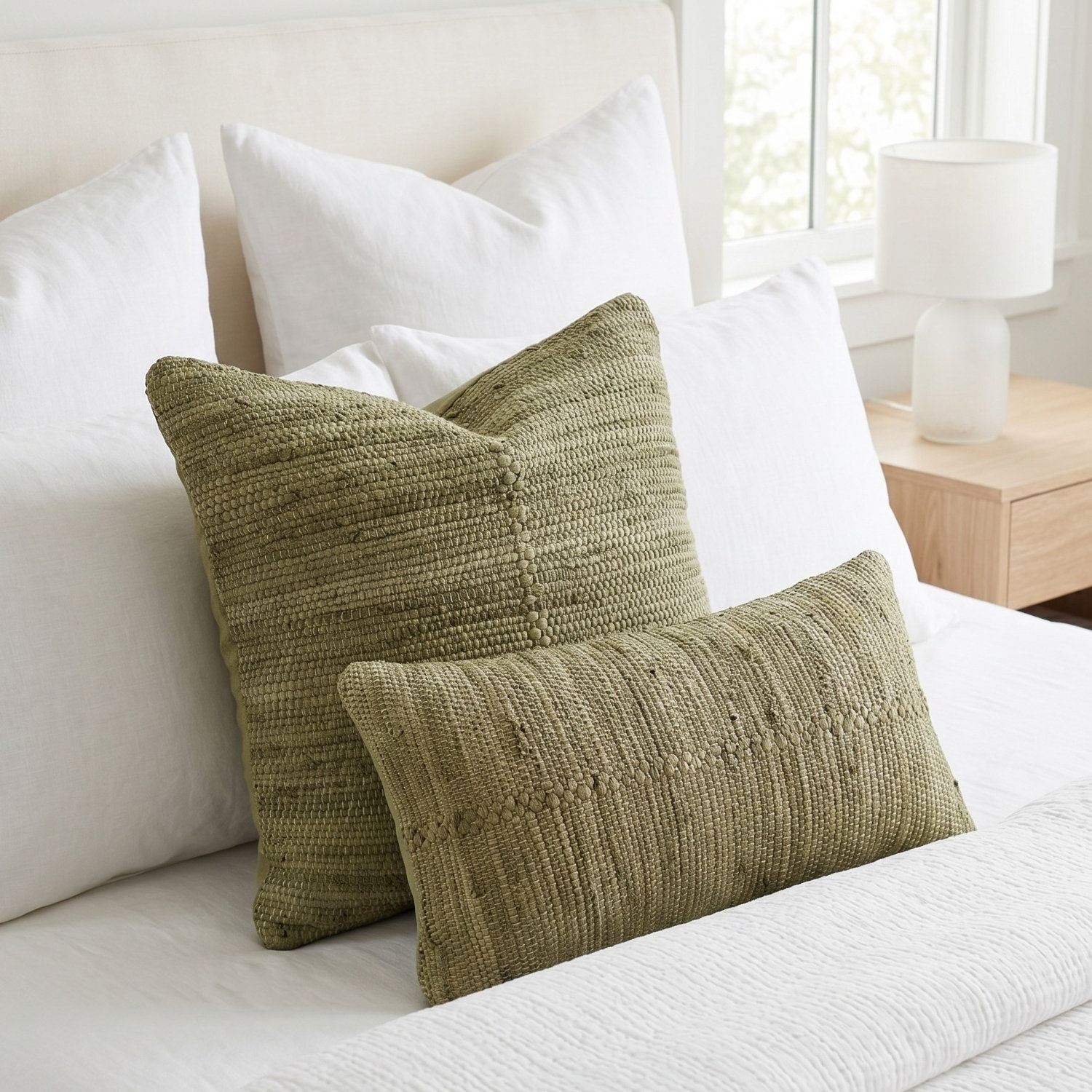 Cotton Pillow Cover, Rectangular 14"H x 24"W, Moss