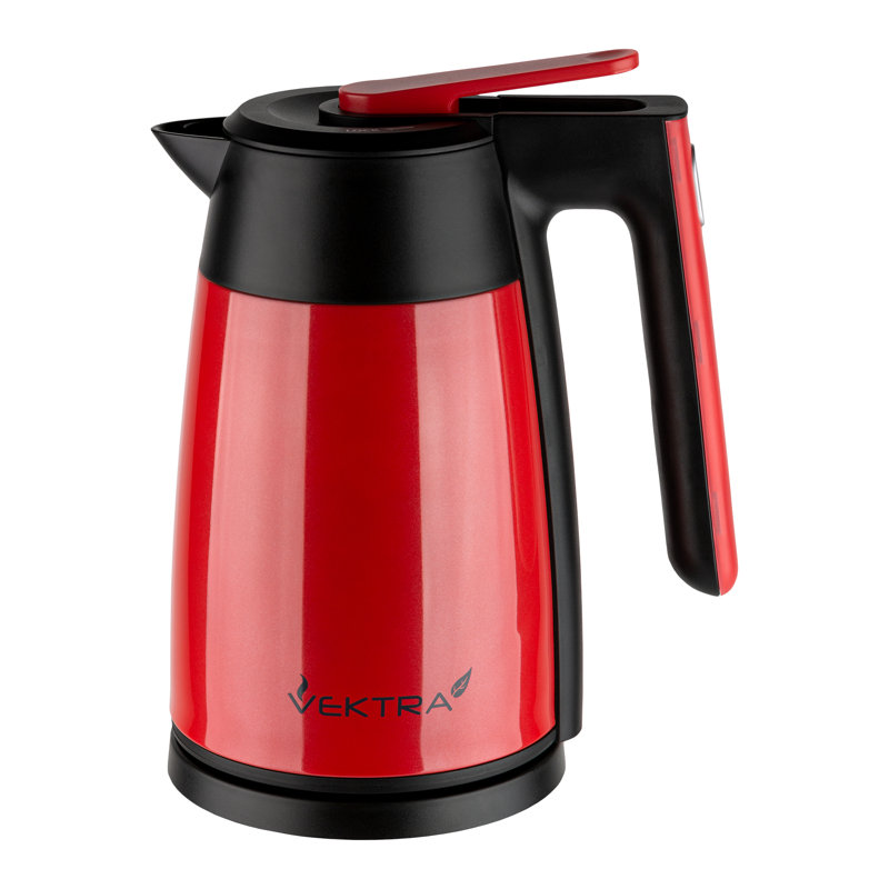 Vacuum Insulated Electric Kettles Insulated Eco Friendly, Easy Pour, Cordless Kettle 1.7Litre, Red