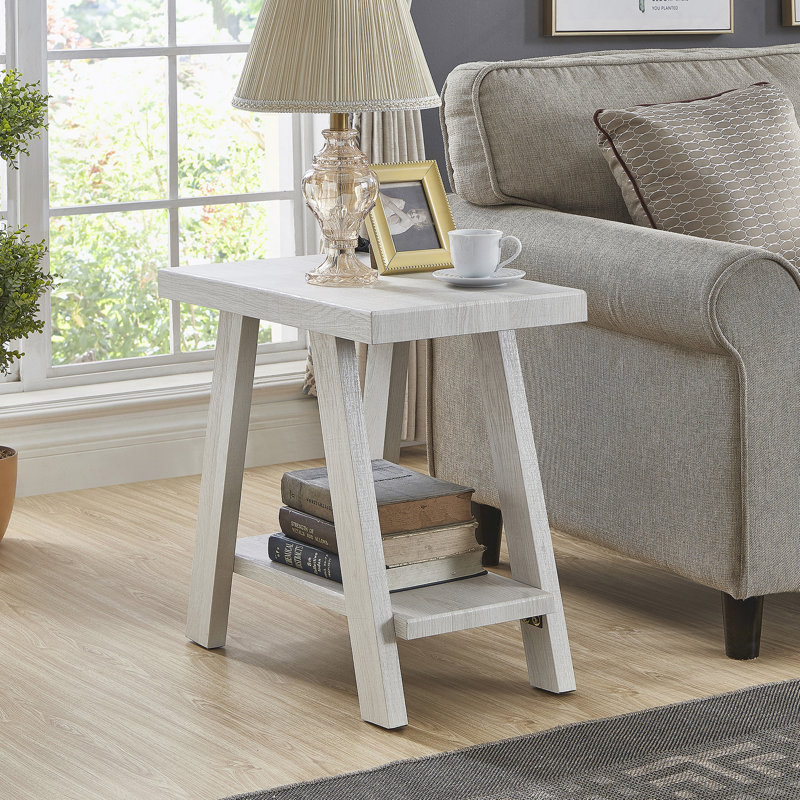 Table de bout Athens, Blanc, H 22 po x l 14 po x P 23,5 po, Blanc