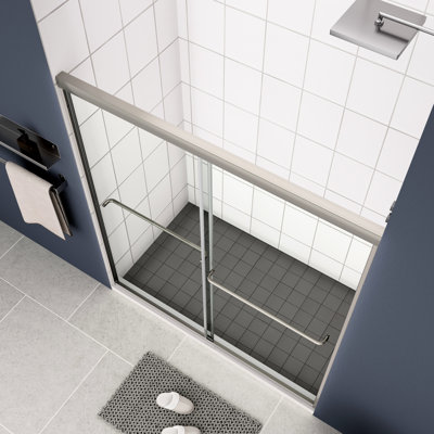Bypass Shower Door - 50 54" X 70", Chromed Finish, 1/4" Tempered Glass, 36000 Times Test, Leak Function Sliding Chromed, Easy Install, Leak Resistance System