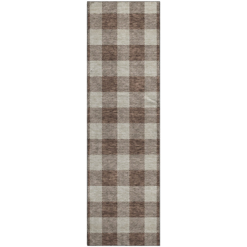 Premium Machine Washable Prisco Brown Rug, Runner 2'3" x 7'6"
