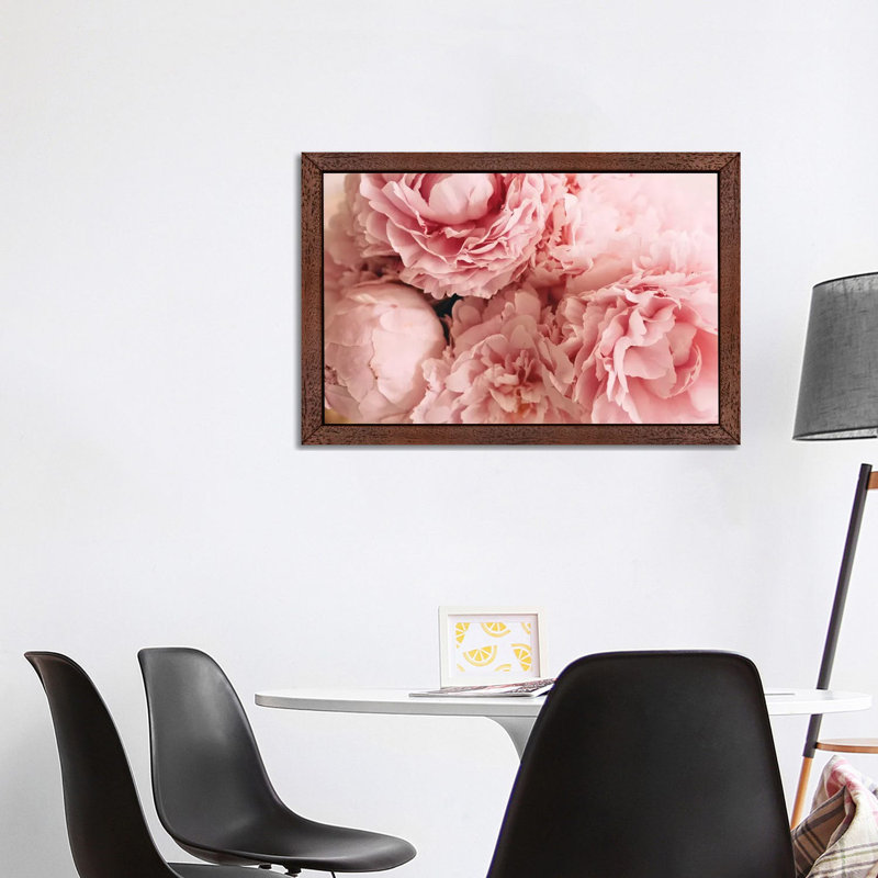 Blush Peonies by Chelsea Victoria - Floater Frame Print on Canvas, Brown, 66.04 cm H x 45.72 cm W
