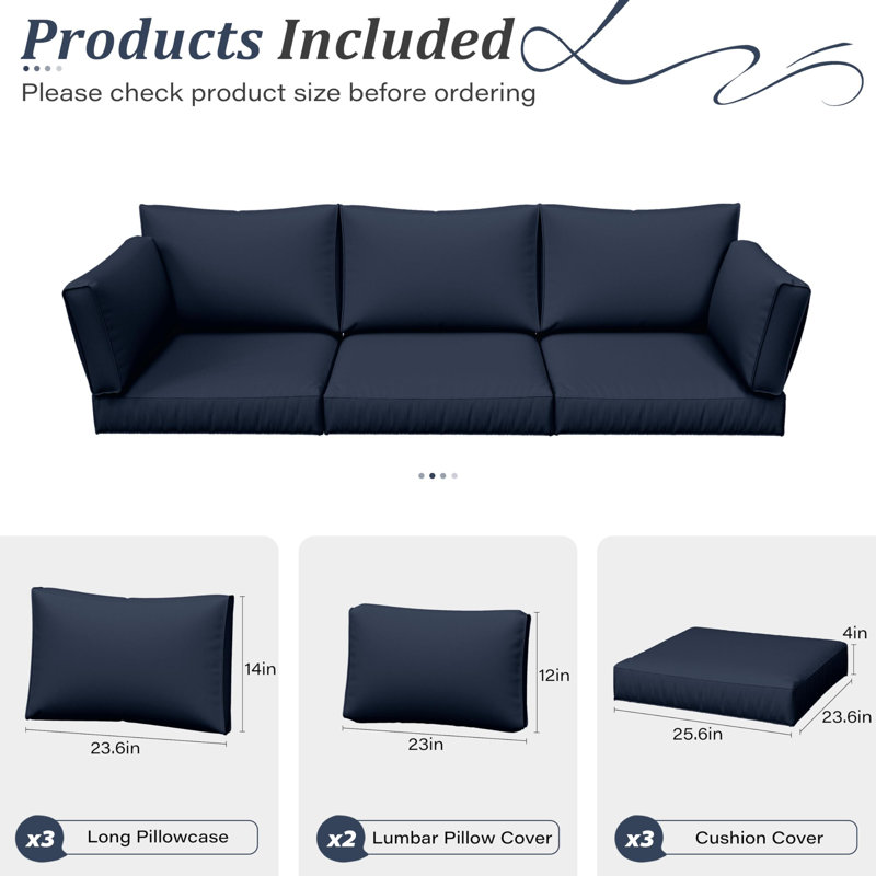Ensemble de housses de coussin d'extérieur 8 pièces Cartert pour coussins d'extérieur et meubles de patio , Marine