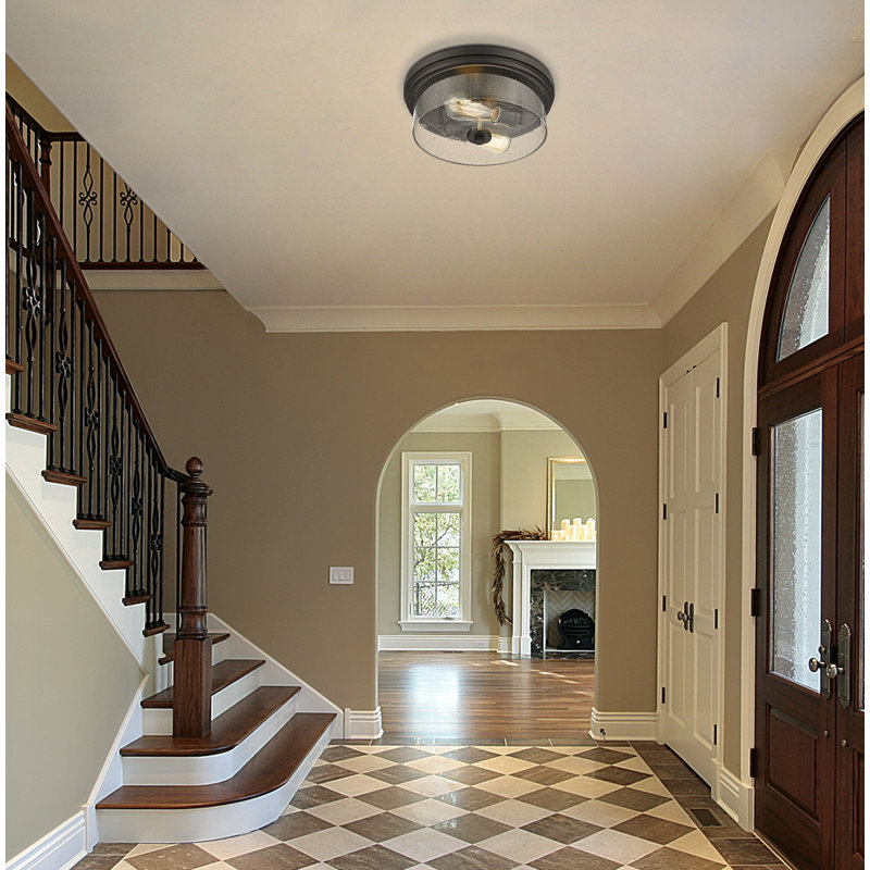 Masham Glass Flush Mount, Matte Black